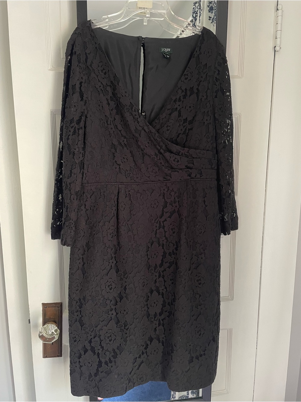 J. Crew Black Lace Long-Sleeve Wrap Dress